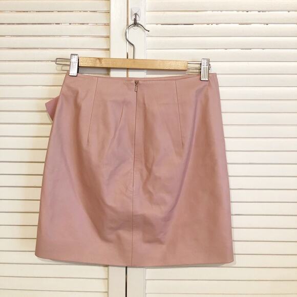 Michelle Mason Pink Ruffle Mini Skirt Lamb Leather - Picture 6 of 10